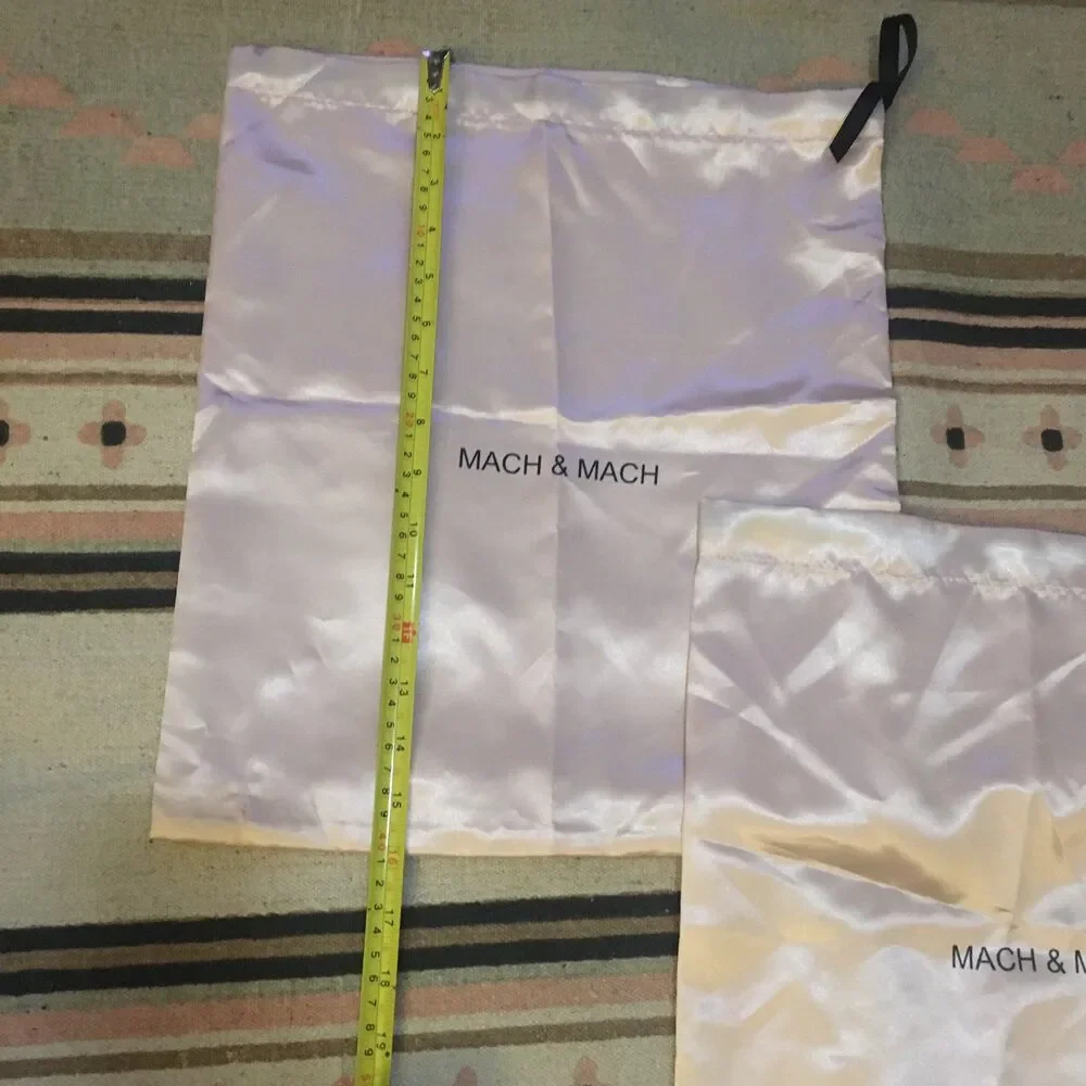 Two (2) Mach & Mach Pink Satin light soft drawstring  15” x 16” dust bag garment